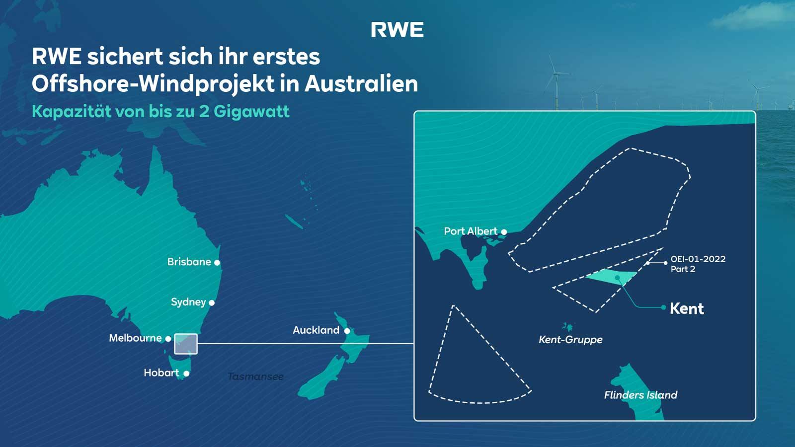 RWE sichert sich ihr erstes Offshore-Windprojekt in Australien mit einer Kapazität von bis zu 2 Gigawatt